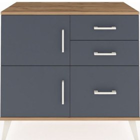 Resim Hyperion Şifonyer Tek Raflı 3 Çekmeceli 2 Kapaklı 88x44x80 Çam-antrasit Antrasit 