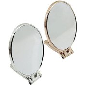 Resim Oval 6.5 İnç 16.5x13cm Makyaj Aynası Çift Taraflı Bronz - Gümüş Pls.çerçeve Katlanır Ayaklı 