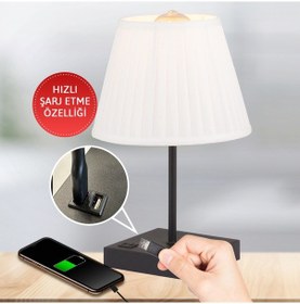 Resim Edel Beyaz Şapkalı Siyah Masa Lambası Modern Tasarım Salon Yatak Odası Abajur Siyah 
