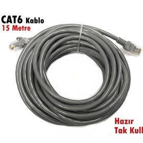 Resim Fully 15Metre Cat6 Kablo Hazır Fişli - 
