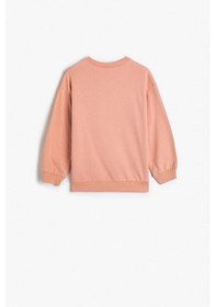 Resim Koton Kız Bebek Sweatshirt Uzun Kollu Bisiklet Yaka Baskı Detaylı Şardonlu Pamuklu Pembe 