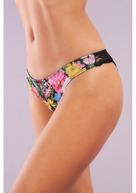Resim Etiler Collection Golshan Garden Brazillian Slip, Kadın Dantelli Çiçek Baskılı Brezilyan Külot Çok Renkli 