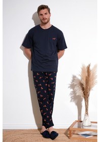 Resim Buratti Pamuklu Regular Fit Kısa Kollu Erkek Pijama Takımı 6572012 Lacivert 