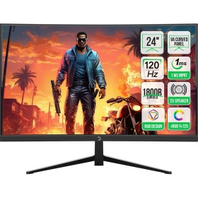 Resim GamePower Vivid F10 24'' Curved RGB 120Hz 1ms FHD VA Panel 2x2W Speaker Gaming Monitör (Sıfır Ölü Piksel Garantili) 