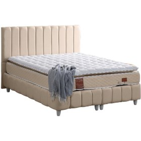 Resim Narva Çift Kişilik Baza Başlık Real Pedli Yatak Seti Bej 180 x 200 