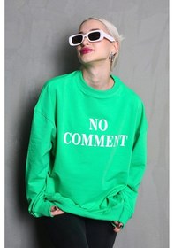 Resim Madmext Açık Yeşil Bisiklet Yaka Baskılı Oversize Kadın Sweatshirt Mg1902 Açık Yeşil 