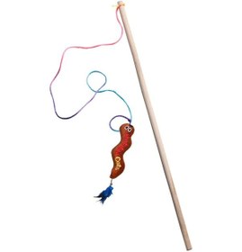 Resim Matatabi Cats Wormy Ahşap Saplı Peluş Oyuncaklı Kedi Oltası 45 CM 