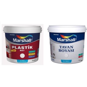 Resim Marshall Plastik Mat Su Bazlı Silinebilir Duvar Boyası 2.5 Lt Tavan Boyası 3.5 Kg Set 