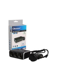 Resim Olesson 1639 12-24v 3lü Çift Usbli 120w 80cm Kablolu Dijital Ekranlı Araç Çakmak Çoklayıcı 