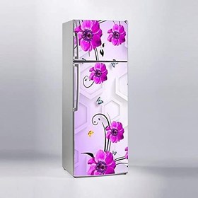 Resim Buzdolabı Sticker Kaplama Dolap Kaplama Etiketi 3D Altigen Mor Çiçek 
