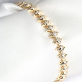 Resim BURCU MODA Pirinç Gold Renk Zirkon Taşlı Baklava Model Kadın Bileklik 