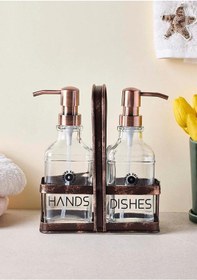 Resim Rame Sıvı Sabunluk Seti - 2x500 Ml Kare Şeffaf 