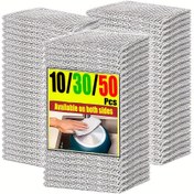 Resim 50/30/10 adet Metal Tel Temizlik Bezi - Çift Taraflı Yeniden Kullanılabilir Temizlik Bezi, Hızlı Kuruyan ve Dayanıklı, Deforme Olmaz, Mutfak Eşyaları, Tencere, Restoran Mutfak Lavaboları, Otel Banyo Küvetleri ve Ticari Temizlik için Uygun 