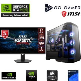 Resim Go Gamer GA868DP Amd Ryzen 7 7700X / 128GB Ddr5 6000MHZ / 2tb Nvme SSD 6000-5000MB-SN / Rtx 5070TI 16GB / 240MM Sıvı Soğutma / Msı 27" 180Hz. / Windows 11 Pro Masaüstü Bilgisayar 