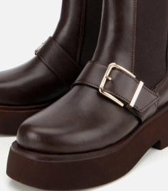 Resim Hotiç Kadın Kahverengi Lastik Detaylı Tokalı Kalın Tabanlı Düz Bot 01boh314870a480 01boh314870a480 Kahverengi 