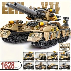 Resim 1628 Parça Yüksek Zorluk Dereceli Askeri Tank 8'li Montaj Modeli, Çalışma ve Oturma Odası Dekoratif Süsü Tatil Hediyesi 