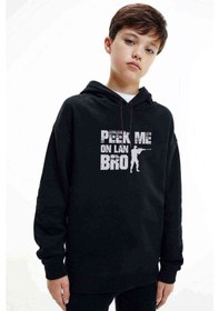 Resim Pubg Peek Me On Lan Bro Baskılı Unisex Çocuk Kapüşonlu Sweat (528609260) 