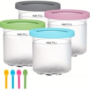 Resim Ninja Krem Pint ve Kapakları - 4 adet Ninja Krem Kapları, 16oz (yaklaşık 453.6g) Ninja NC299AMZ ve NC300s Serisi Dondurma Makinesi ile Uyumlu - Bulaşık Makinesinde Yıkanabilir, İyi Kapama 