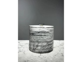 Resim Betonmall Çöp Kovası Mermer Desen 4 Litre Beton Wc Fırçası Sabunluk Gri 