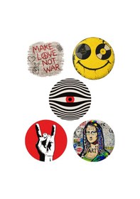 Resim Trend Rozet Seti-8-pop Art & Retro Temalı 15 Li Mizahi Ve Sanatsal Rozet Koleksiyonu Çok Renkli 
