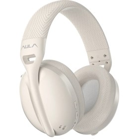 Resim Aula S6 Ultra Hafif Kablosuz Bluetooth Type-C Mikrofonlu Gaming Oyuncu Kulaklığı Krem 
