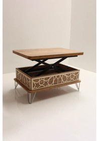 Resim Akıllı Açılabilir Sehpa 3 Kademeli Krom Metal Ayaklı Çam 