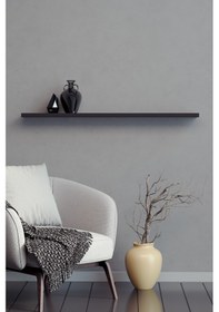 Resim Yankı-BYEG Mat Siyah 80 cm Mdf Duvar Rafı Gizli Bağlantı Kitaplık 
