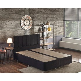 Resim Nironyatak Niron Ela Baza Ve Başlık Seti 150X200 Cm Çift Kişilik Siyah Kumaş 