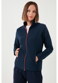 Resim Lela Slim Fit Anti-Pilling Tüylenme Yapmayan Fermuarlı 2'Li Paket Polar Bayan Hırka 5907012S2 Ekru-Lacivert 