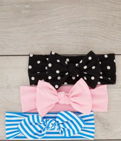 Resim Babygiz El Yapımı Yumuşak Fiyonk Bağlamalı Doğal %100 Pamuklu Penye 3'lü Bebek Çocuk Kız Bandana Seti 