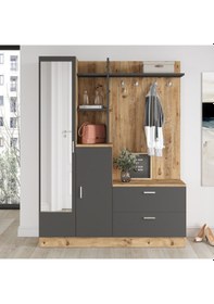 Resim Robinhome Robin Home Bella Aynalı Raflı Vestiyer Ayakkabılık Portmanto Antr 