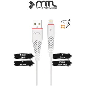 Resim 3.4a Usb To Lightning İphone Silikon Hızlı Şarj Ve Data Kablosu 1 Metre Mt2011 
