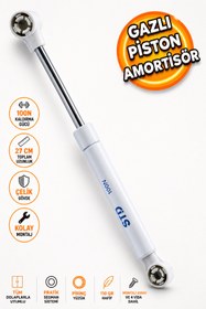 Resim Badem10 Dolap Kapak Gazlı Amortisörü Pistonu Kapak Kapağı Hidroliği (27 CM 100N) 