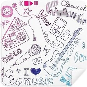 Resim DIYthinker Kulaklık Kombinasyonu Müzik Deseni İllüstrasyon Gözlükleri Temizleme Bezi Telefon Ekran Temizleyici Süet Kumaş 2 Adet 