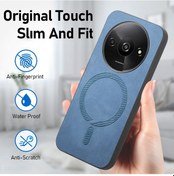 Resim Xiaomi Redmi A3 İçin Düz Renk Retro Magsafe Pu Arka Kapak Telefon Kılıfı Mor 