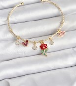 Resim BURCU MODA Gül Charmlı Gold Renk Pirinç Kadın Bileklik 