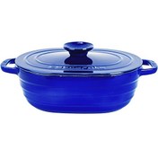 Resim Lava Experience Majolik Serisi 24x33 CM Oval Döküm Demir Kapak Mavi Tencere LV O TC6 33 EXP YK6 B 