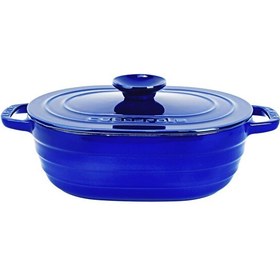 Resim Lava Experience Majolik Serisi 24x33 CM Oval Döküm Demir Kapak Mavi Tencere LV O TC6 33 EXP YK6 B 