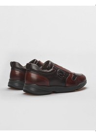 Resim Cabani Hakiki Deri Kahverengi İçi Kürklü Erkek Spor Ayakkabı Kahverengi 