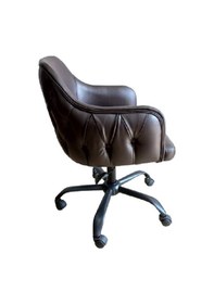 Resim Kapitoneli Lüks Çalışma Sandalyesi Metal Ayaklı 