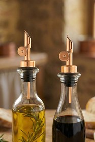 Resim Fhilli 2'li Otomatik Paslanmaz Çelik Yağdanlık Ve Şişe Ucu Servis Aparatı Damlatmaz Tıpa 