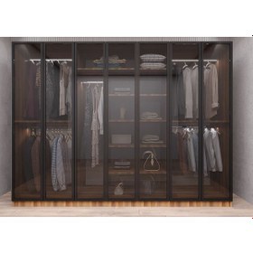 Resim Vetra Reflekte Cam 7 Kapaklı Gardırop Montaj Dahil - Ceviz 245 Cm 