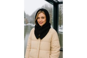 Resim Gül Sezgin Butik Ges shop Kadın Siyah Renk Trend Model İthal Premium Kalite Ön Düğmeli Bağcıklı Balaklava Bere 