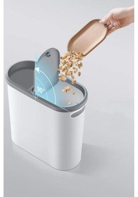 Resim 10 Litre Modern Tasarım Çöp Kovası Banyo, Ofis, Mutfak İçin Hijyenik & Pratik Atık Kutusu, Krem Krem 