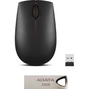 Resim Lenovo 300 Kablosuz Mouse + Adata UV210 USB 2.0 Flash Bellek 