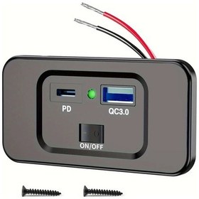 Resim Xuweiwei Çift Usb Qc3.0 Pd3.0 Araba Hızlı Şarj Soketi Yeşil Işık Tip-c Arayüzü 12v 24v Araç Şarj Cihazı 1 Bilgisayar 