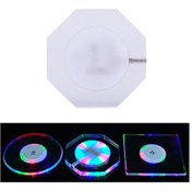 Resim Usb Şarj Led Işık Up Akrilik Coaster Şeffaf Kristal Baz Renkli Işık , Boyut:100x10mm Sekizgen 1 Adet 