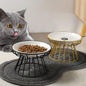 Resim 1 Adet İskandinav Tarzı Yükseltilmiş Evcil Hayvan Mama Kapları, Metal Stand Seramik Kedi Mama Kabı, Anti-Servikal Boyun Rahatlaması, Kediler İçin Devrilmeyen Tasarım, Kuru Mama, Atıştırmalıklar ve Islak Konserve Mama İçin Dayanıklı Metal Çerçeve Besleyici, Pilsiz 