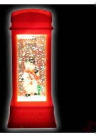 Resim Uçuşan Simli,12,5 X 5cm Led Işıklı Telefon Kulübesi Küre-kardan Adam 