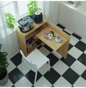 Resim Asra Trendmutfak Fonksiyonelkilerdolabı+katlanır Masa Safir Meşe 